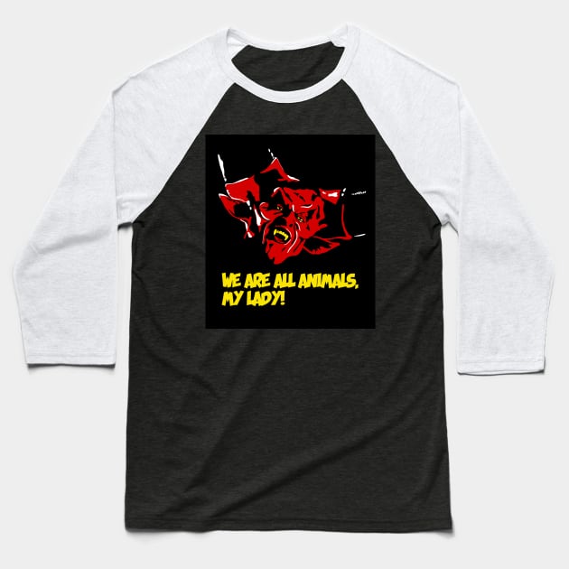 Darkness: We Are All Animals Baseball T-Shirt by Slabafinety